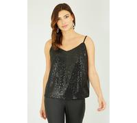 Yumi Black Sequin Vest Top Black 10