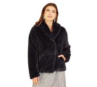 Yumi Black Short Wrap Faux Fur Coat