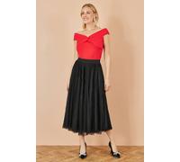 Yumi Black Sparkle Mesh Tulle Skirt Black