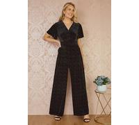Yumi Black Sparkle Velvet Jumpsuit Black