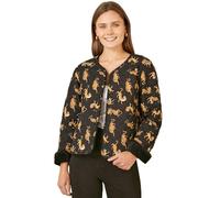 Yumi Black Velvet Quilted Jacket With Reversible Leopard Lining 16 Black