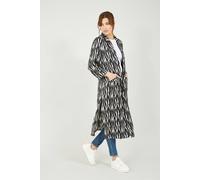 Yumi Black Zebra Print Satin Long Kimono Black