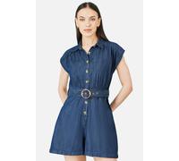 Yumi Blue Chambray Cotton Playsuit In Indigo Indigo