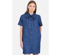 Yumi Blue Chambray Tunic With Pussy Bow Tie In Indigo Indigo