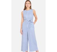 Yumi Women's Blue Cotton Stripe Culotte Jumpsuit in Bright Blue | Size: 12