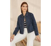 Yumi Blue Denim Jacket With Patch Pockets Blue