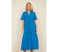 Yumi Women's Blue Double Cotton Long Kaftan | Size: 14 Yumi Blue 14
