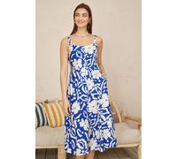 Yumi Women's Blue Floral Button Through Midi Dress | Size: 16 Yumi Blue 16