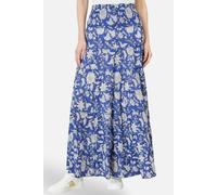 Yumi Women's Blue Floral Cotton Tiered Maxi Skirt in Cobalt | Size: Medium Yumi Cobalt M