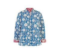 Yumi Blue Floral Print Reversible Cotton Quilted Jacket 8 Blue