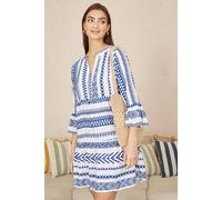 Yumi Blue Geo Stripe Print Beach Tunic Blue 16
