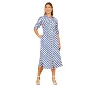 Yumi Blue Geo Swirl Print Midi Shirt Dress (UK, Numeric, 10, Regular, Regular, Blue)