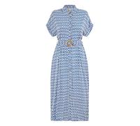 Blue Viscose Midi Shirt Dress With Matching Belt Yumi Blue 12