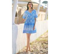 Yumi Blue Viscose Palm Relaxed Tunic Blue 10