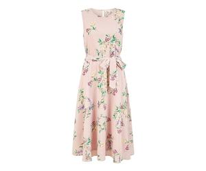 Yumi Blush Floral Print Midi Skater Dress (UK, Numeric, 12, Regular, Regular, Pink)