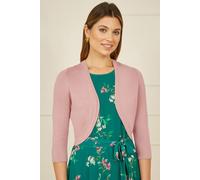 Yumi Blush Knitted Bolero In Pale Pink Pale Pink M