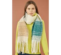 Yumi Brown And Green Oversize Fluffy Scarf Multi One Size
