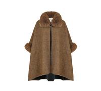 Yumi Women's Brown Cape With Luxe Fur Trim & Lining | Size: Medium/Large Yumi Brown M/L