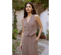 Yumi Brown Pinstripe Waist Coat Vest Brown 16