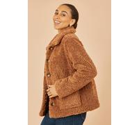 Yumi Women's Brown Short Teddy Bear Jacket | Size: 14 Yumi Brown 14