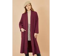 Yumi Burgundy Knitted Maxi Cardigan With Pockets Burgundy M