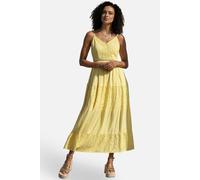 Yumi Butter Yellow Cotton Lace Trim Midi Dress In Lemon Lemon