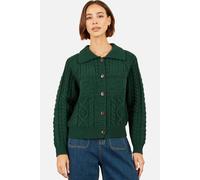 Yumi Women's Cable Knit Boxy Jacket in Bottle Green | Size: Small Yumi Bottle Green S