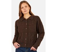 Yumi Women's Cable Knit Boxy Jacket in Chocolate | Size: Large