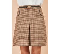 Yumi Women's Check Mini Skirt With Pockets in Brown | Size: 16 Yumi Brown 16