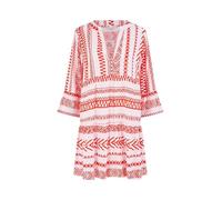 Yumi Coral Tencel Geo Stripe Print Beach Tunic (UK, Numeric, 12, Regular, Regular, Coral)
