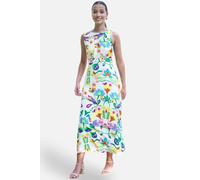 Yumi Women's Cotton Abstract Print Maxi Dress With Tie Back in Off-White | Size: 14 Yumi Off-White 14