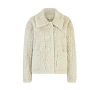 Yumi Cream Luxe Textured Faux Fur Jacket With Pockets (UK, Numeric, 14, Regular, Regular, Cream)