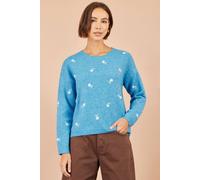 Yumi Daisy Embroidered Relaxed Jumper In Blue Blue