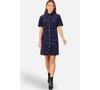 Yumi Women's Embroidered Cherry Shirt Dress in Navy | Size: 14