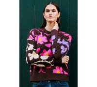 Yumi Women's Floral Intarsia Relaxed Fit Jumper | Size: Small