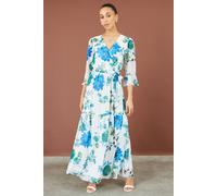 Yumi Floral Maxi Wrap Dress In White White