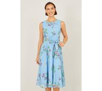 Yumi Floral Print Midi Skater Dress In Blue Blue