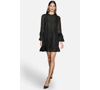 Yumi Women's Foil Print Tunic With Flared Sleeves in True Black | Size: 8 Yumi True Black 8