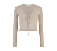 Yumi Gold Metallic Knitted Ribbed Tie Front Bolero (UK, Alpha, M, Regular, Regular, Gold)