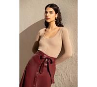 Yumi Women's Gold Metallic Knitted Ribbed Top | Size: Large Yumi Gold L