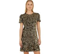 Yumi Gold Sequin Tunic Dress, Short Sleeve, 88cm Length, Party Occasion (UK, Numeric, 12, Regular, Regular, Gold)
