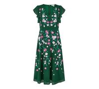 Yumi Women's Green All Over Floral Embroidery Midi Skater Dress | Size: 16 Yumi Green 16