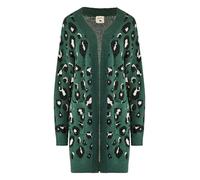 Yumi Women's Green Animal Intarsia Long Cardigan | Size: S/M Yumi Green S/M