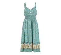 Yumi Green Border Floral Midi Sundress (UK, Numeric, 10, Regular, Regular, Green)