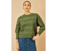 Yumi Green Cable Knit Relaxed Fit Jumper Green L