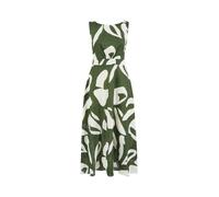 Yumi Green Cotton Abstract Print Maxi Dress with Tie Back (UK, Numeric, 12, Regular, Regular, Green)