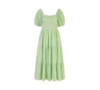Yumi Green Cotton Gingham Smock Puff Sleeve Midi Dress (UK, Numeric, 14, Regular, Regular, Green)