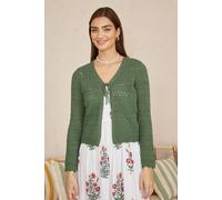 Yumi Women's Green Crochet Tie Front Cardigan | Size: Large Yumi Green L