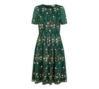 Yumi Green Embroidered Floral Skater Dress (UK, Numeric, 16, Regular, Regular, Green)