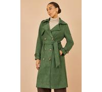 Yumi Women's Green Faux Suede Trench Coat | Size: 16 Yumi Green 16